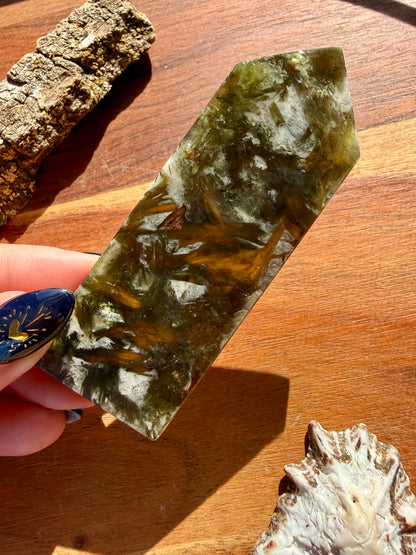 GREEN TOURMALINE + MICA SLAB TOWER