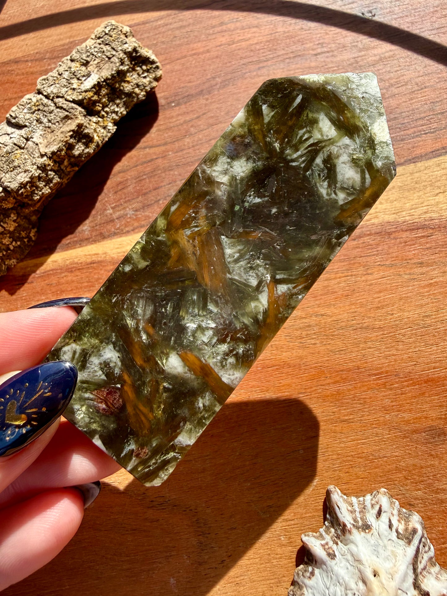 GREEN TOURMALINE + MICA SLAB TOWER