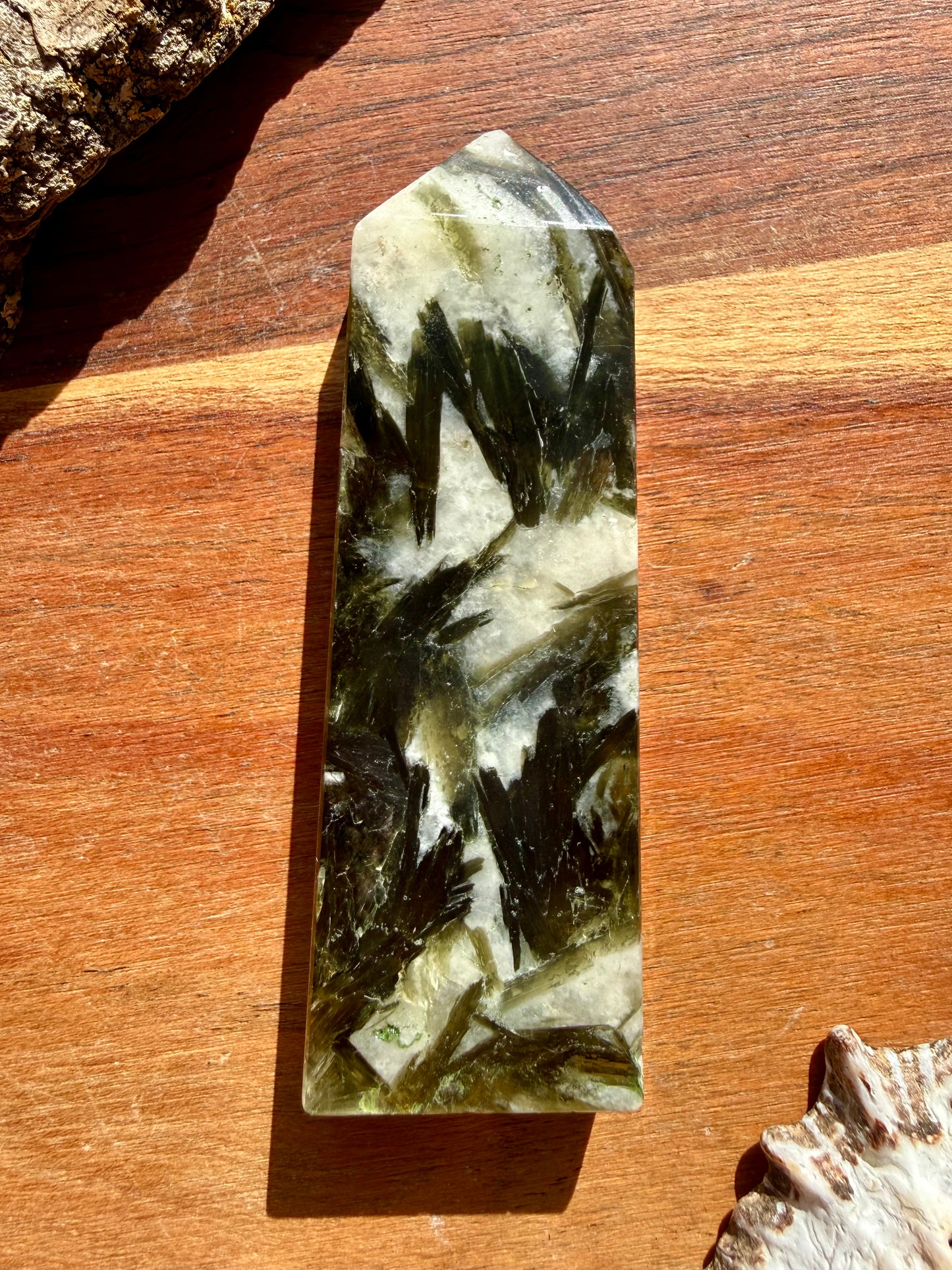 GREEN TOURMALINE + MICA SLAB TOWER
