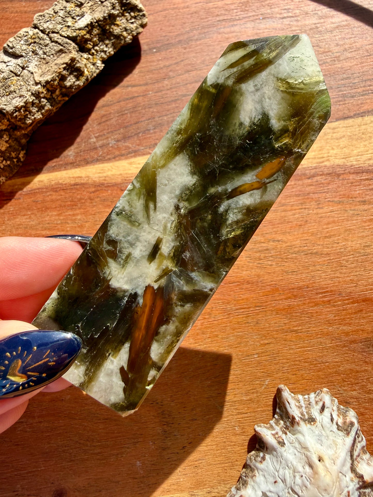 GREEN TOURMALINE + MICA SLAB TOWER
