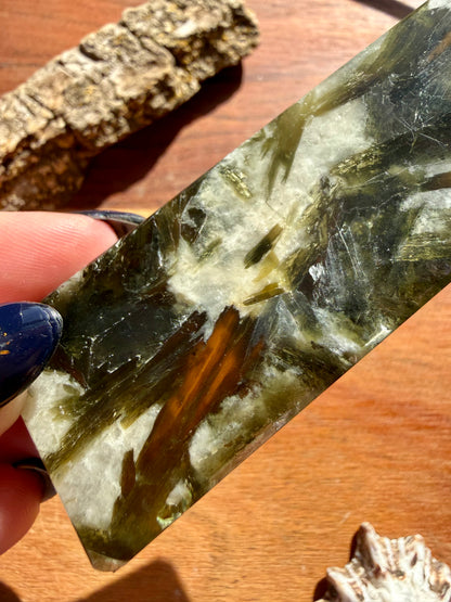 GREEN TOURMALINE + MICA SLAB TOWER