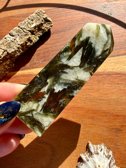 GREEN TOURMALINE + MICA SLAB TOWER