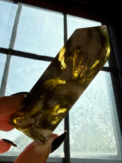 GREEN TOURMALINE + MICA SLAB TOWER
