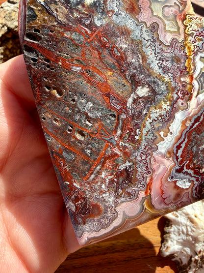 CRAZY LACE AGATE HEART WITH STAND