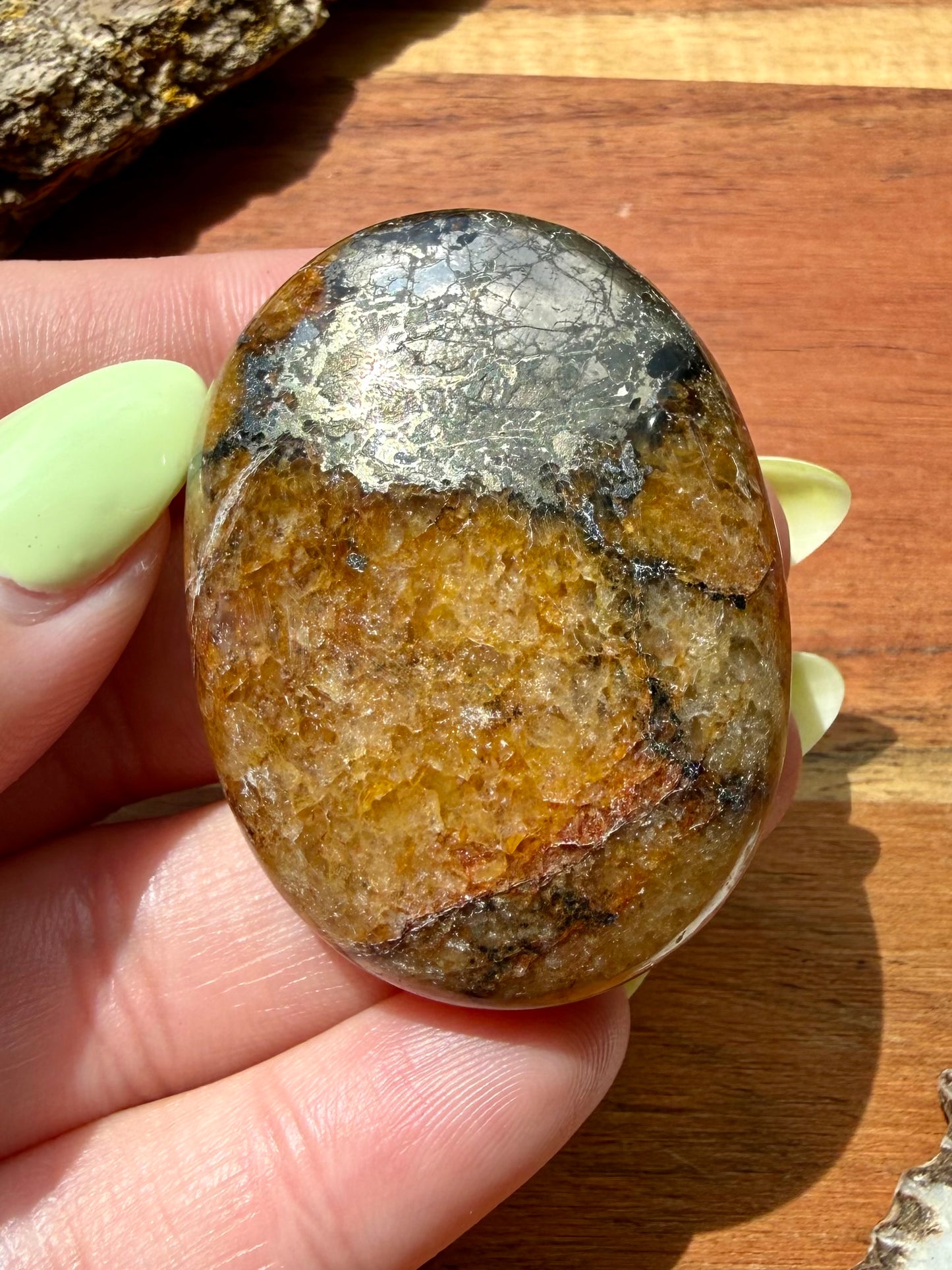 PYRITE + GOLDEN HEALER PALM STONE