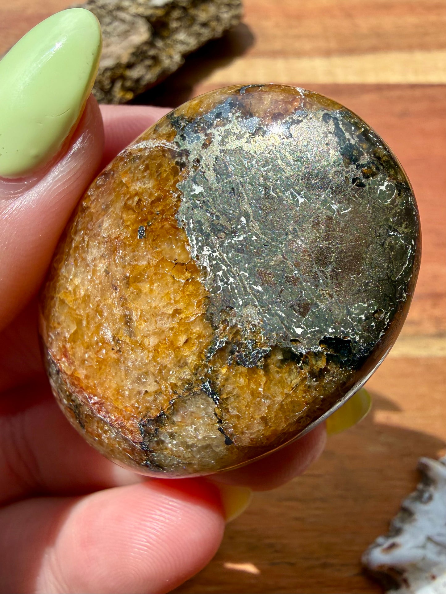PYRITE + GOLDEN HEALER PALM STONE