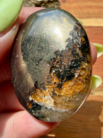 PYRITE + GOLDEN HEALER PALM STONE