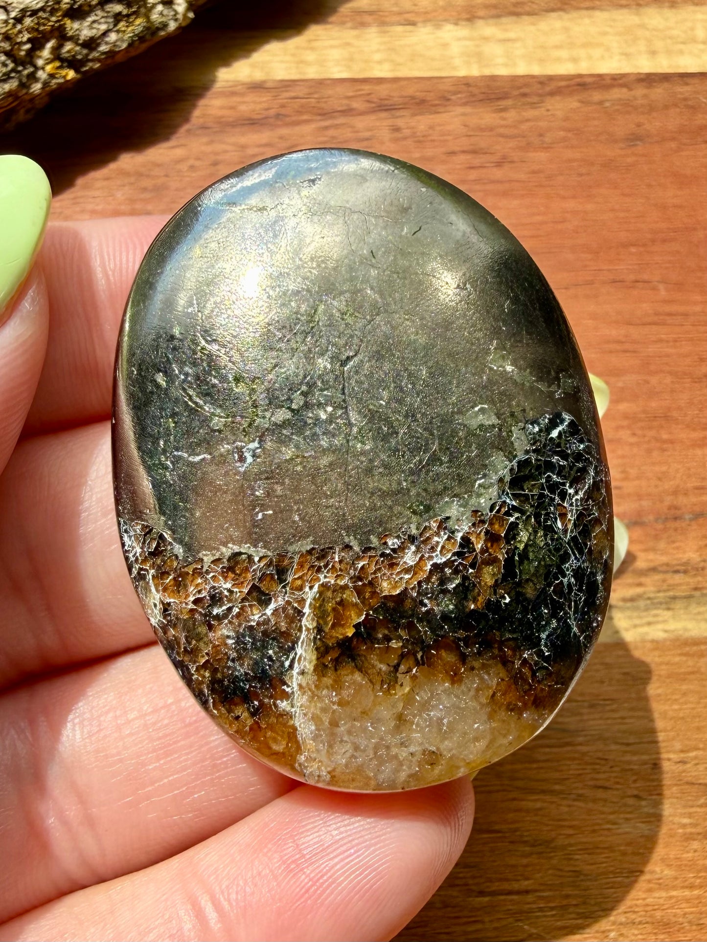 PYRITE + GOLDEN HEALER PALM STONE
