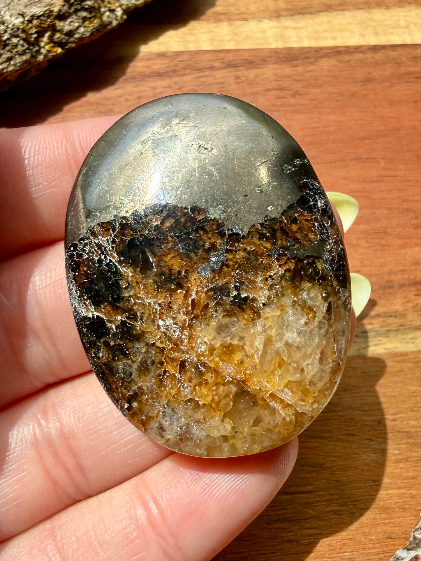 PYRITE + GOLDEN HEALER PALM STONE