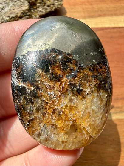 PYRITE + GOLDEN HEALER PALM STONE