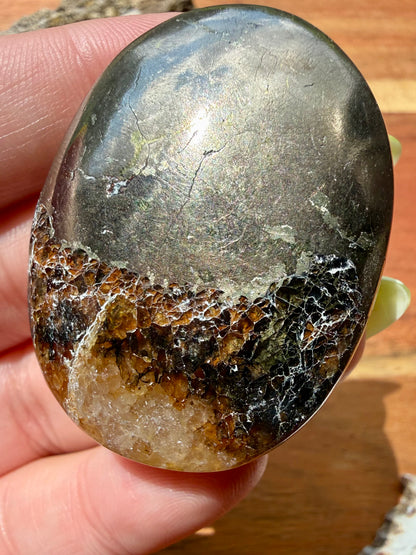 PYRITE + GOLDEN HEALER PALM STONE