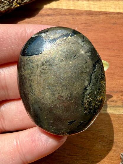 PYRITE + GOLDEN HEALER PALM STONE