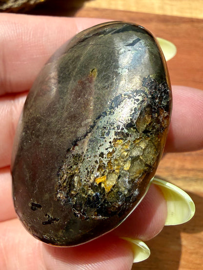 PYRITE + GOLDEN HEALER PALM STONE