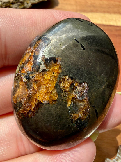PYRITE + GOLDEN HEALER PALM STONE