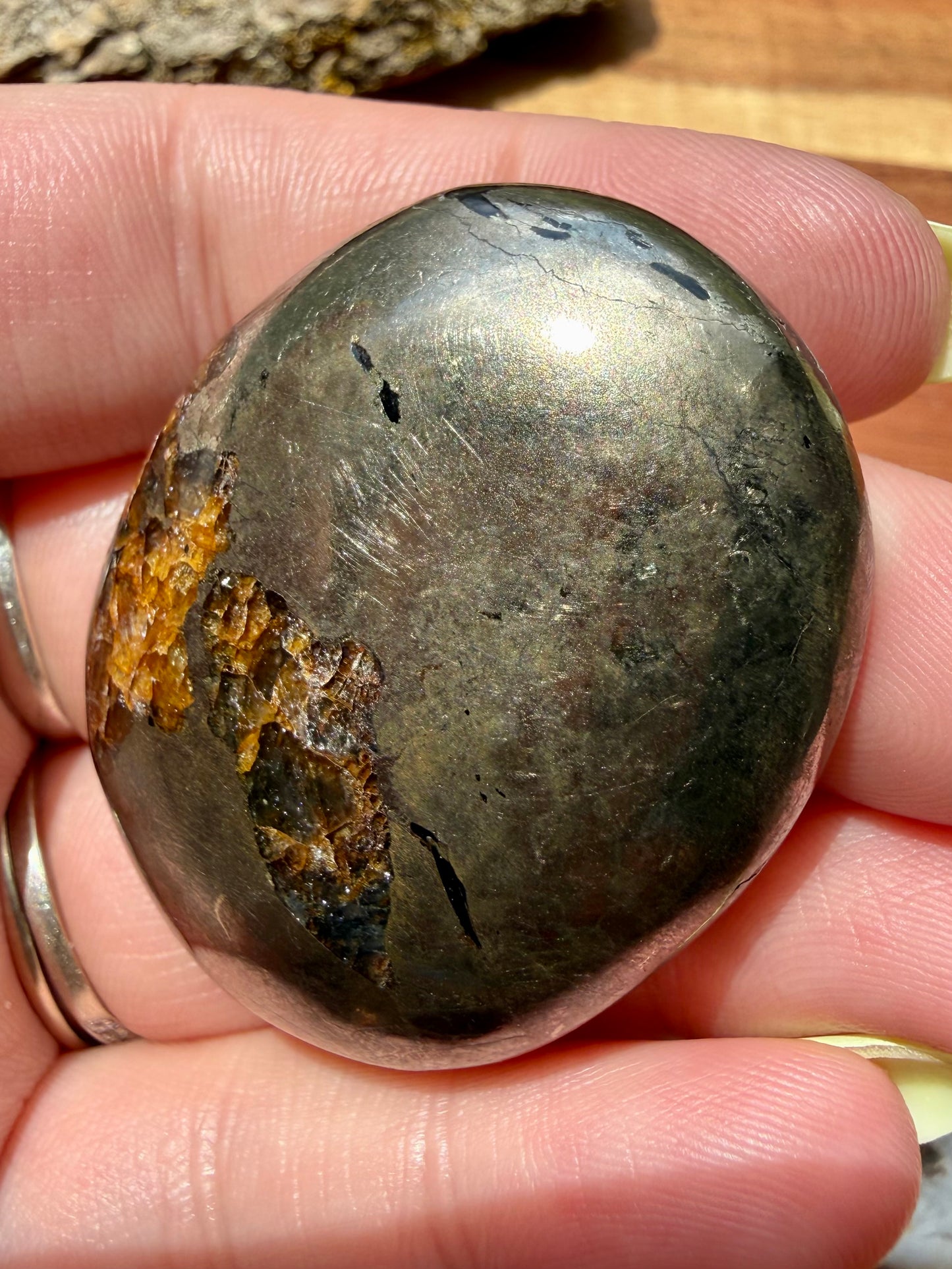 PYRITE + GOLDEN HEALER PALM STONE