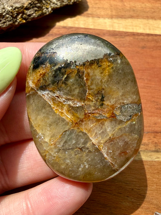 PYRITE + GOLDEN HEALER PALM STONE