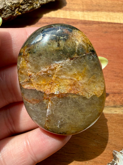 PYRITE + GOLDEN HEALER PALM STONE