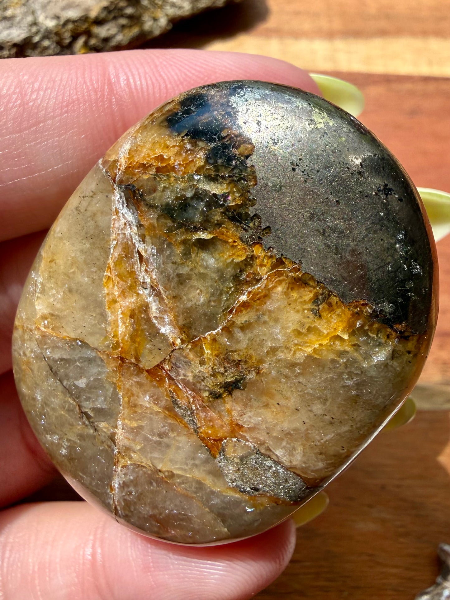 PYRITE + GOLDEN HEALER PALM STONE