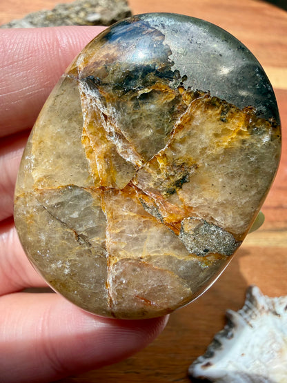 PYRITE + GOLDEN HEALER PALM STONE