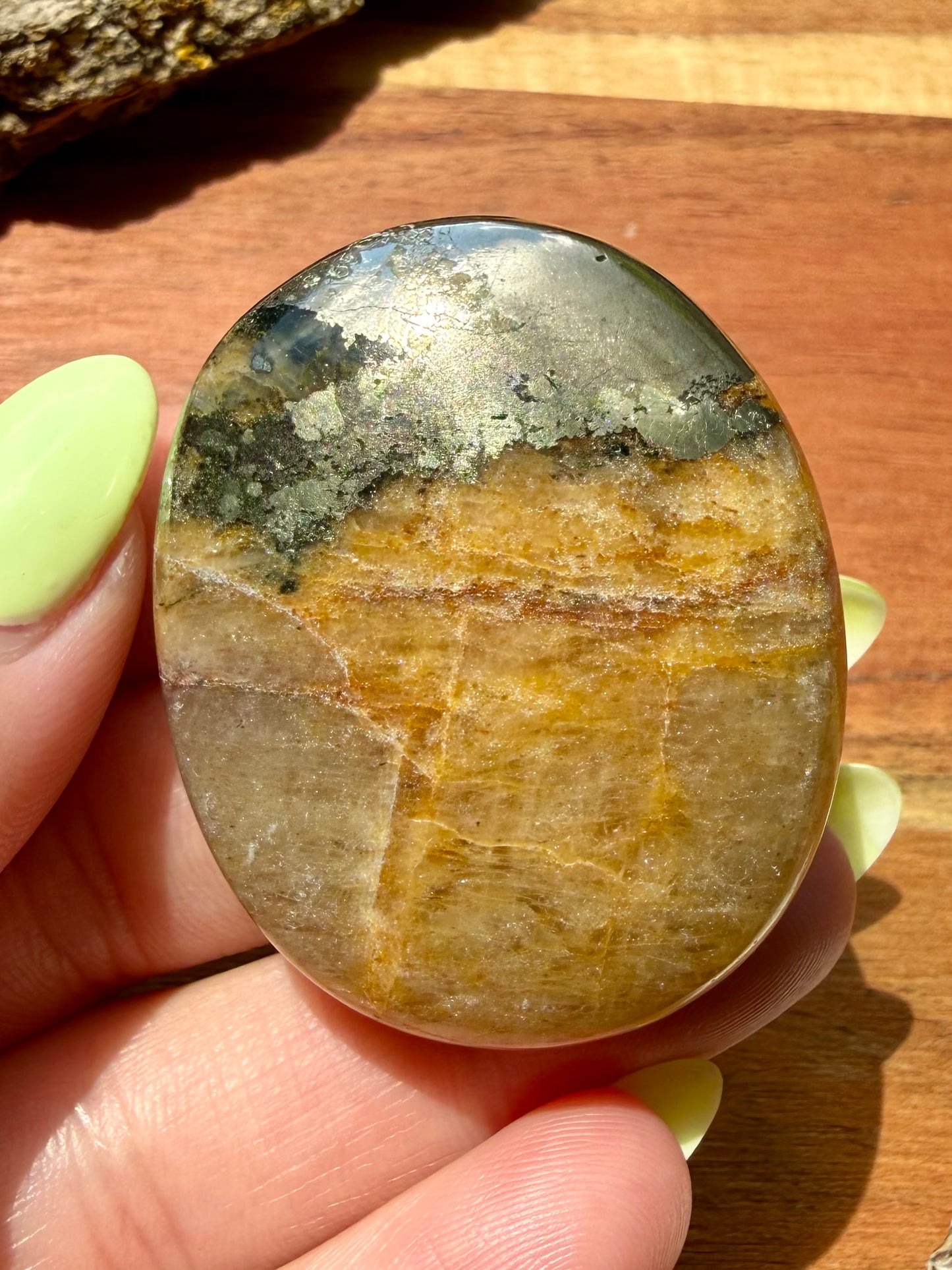 PYRITE + GOLDEN HEALER PALM STONE