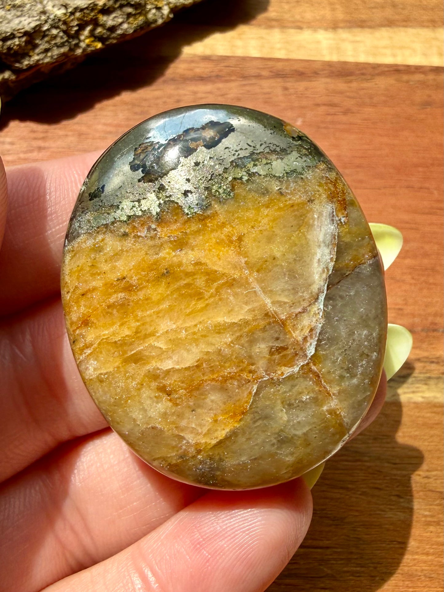PYRITE + GOLDEN HEALER PALM STONE