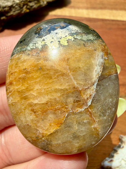 PYRITE + GOLDEN HEALER PALM STONE