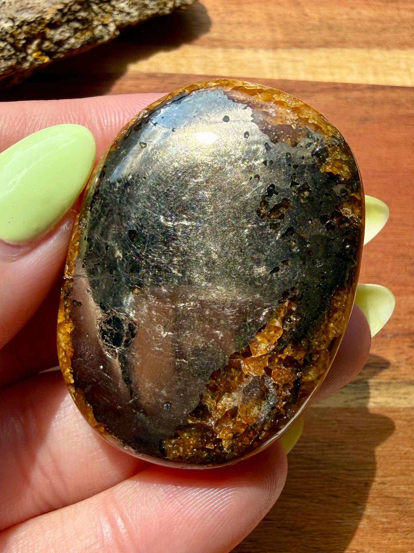 PYRITE + GOLDEN HEALER PALM STONE