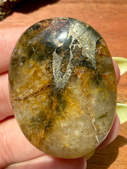 PYRITE + GOLDEN HEALER PALM STONE