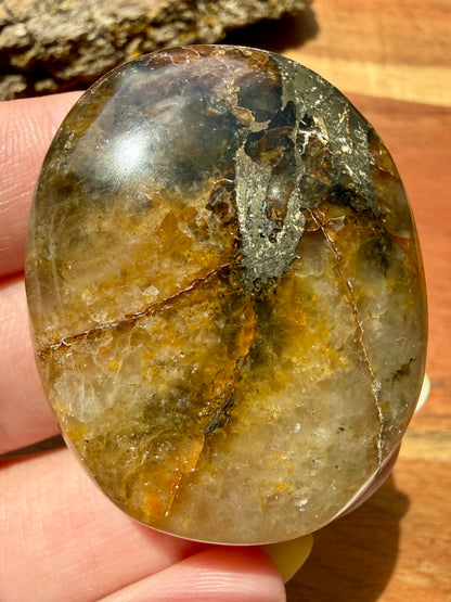 PYRITE + GOLDEN HEALER PALM STONE