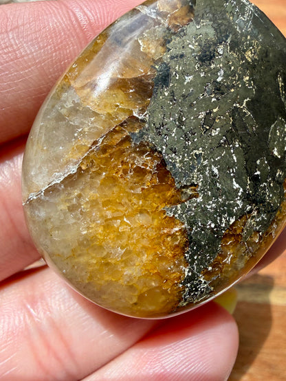 PYRITE + GOLDEN HEALER PALM STONE