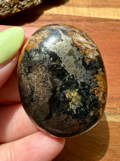 PYRITE + GOLDEN HEALER PALM STONE