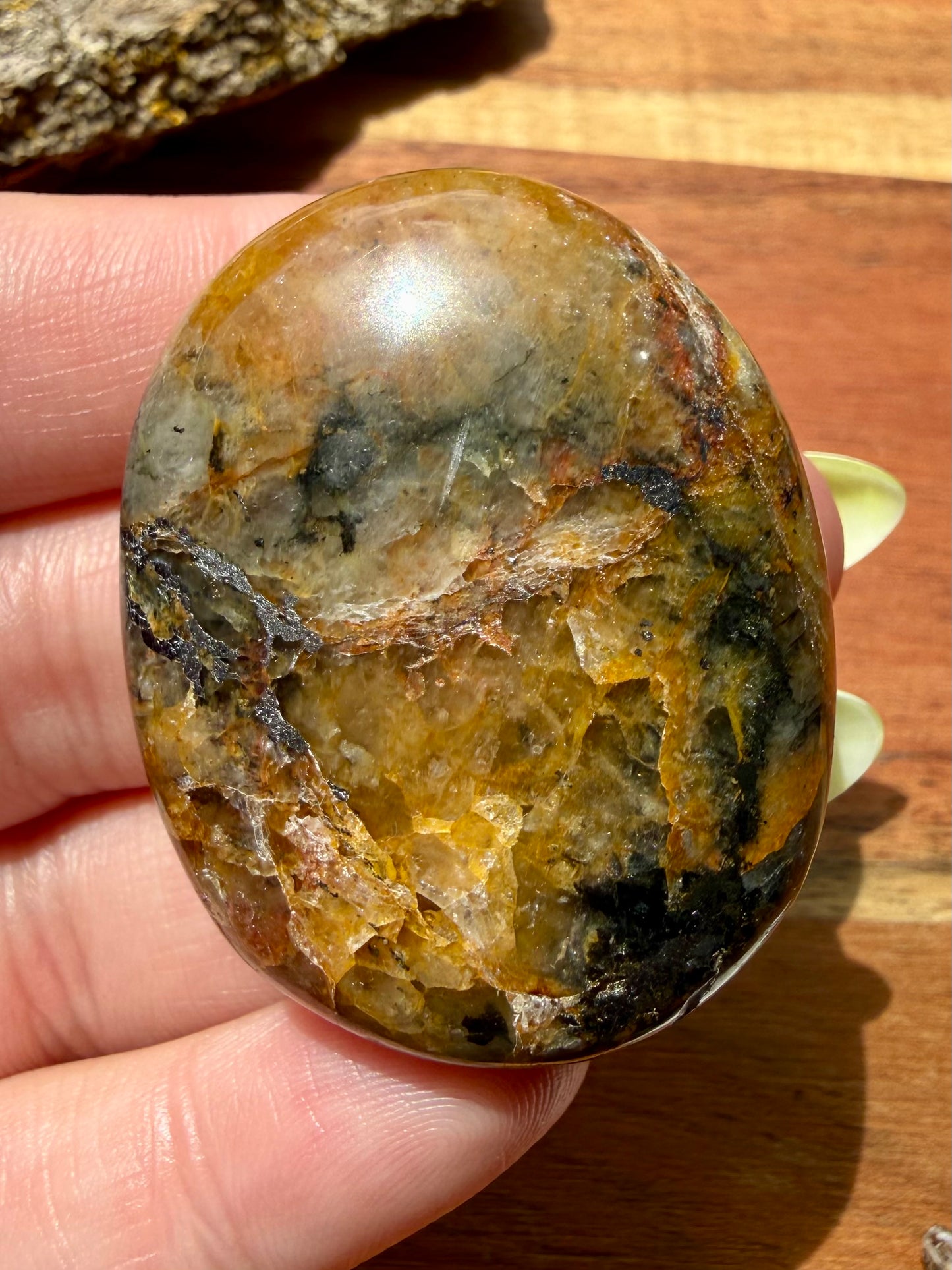 PYRITE + GOLDEN HEALER PALM STONE