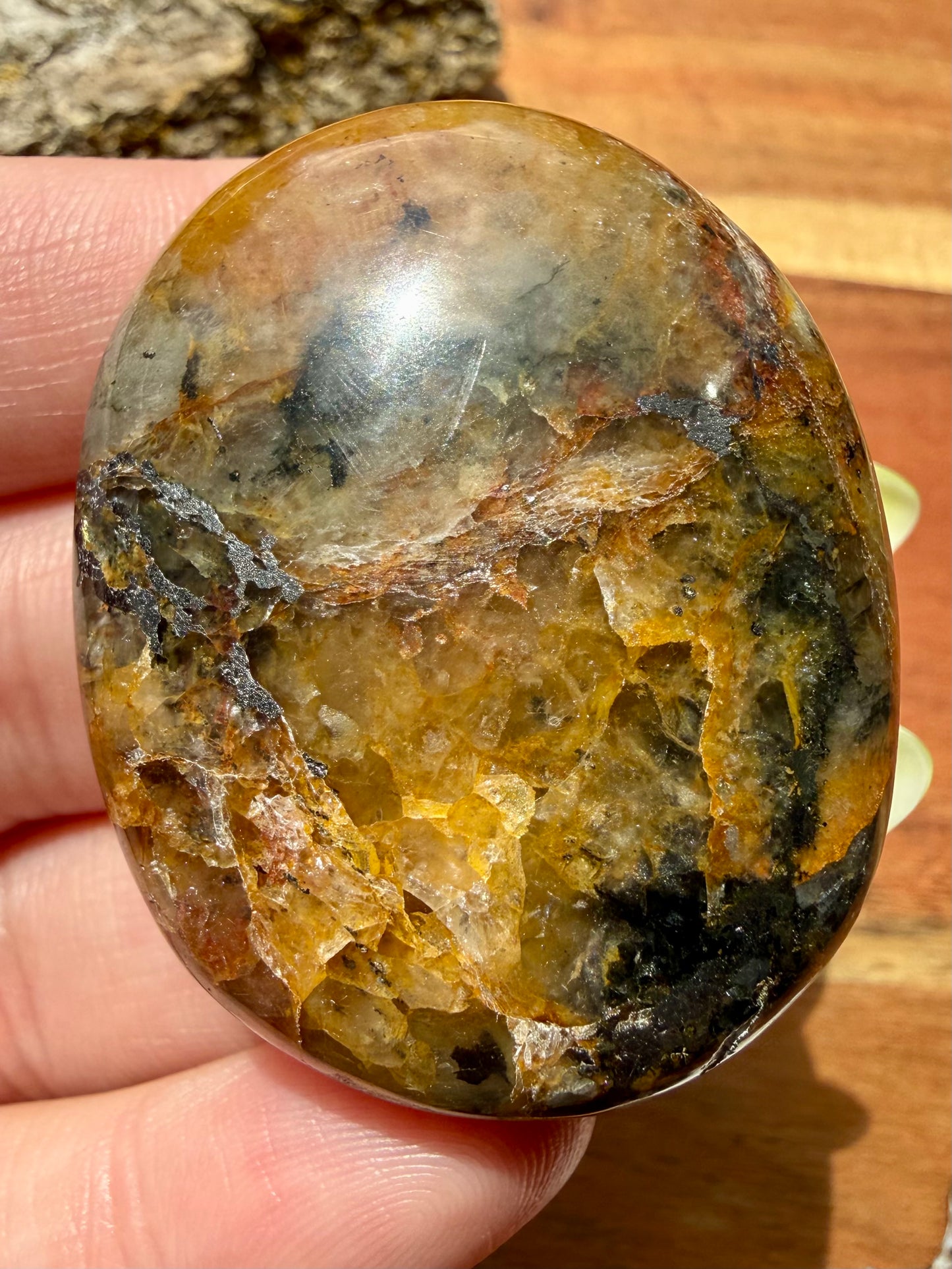 PYRITE + GOLDEN HEALER PALM STONE