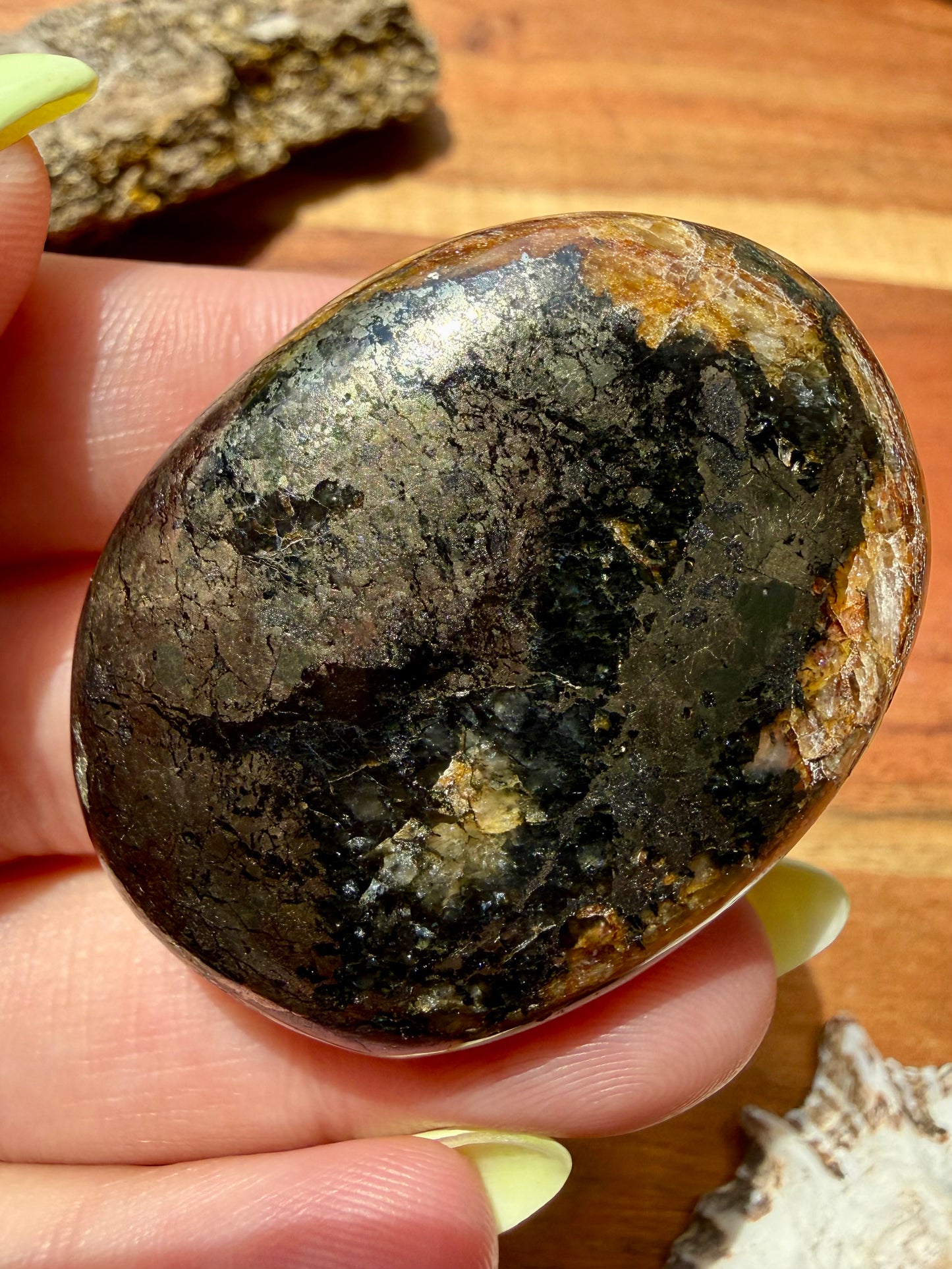PYRITE + GOLDEN HEALER PALM STONE