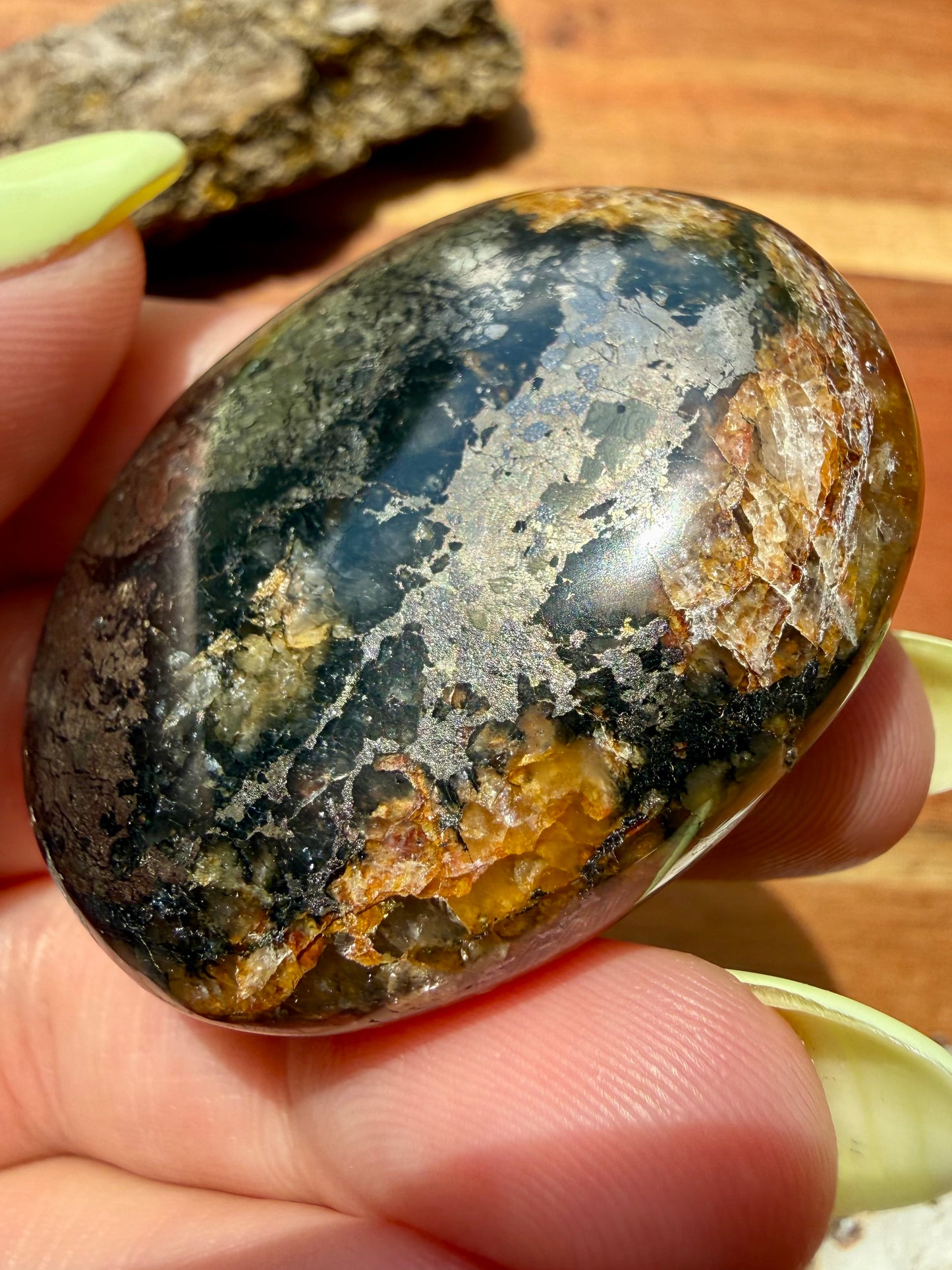 PYRITE + GOLDEN HEALER PALM STONE