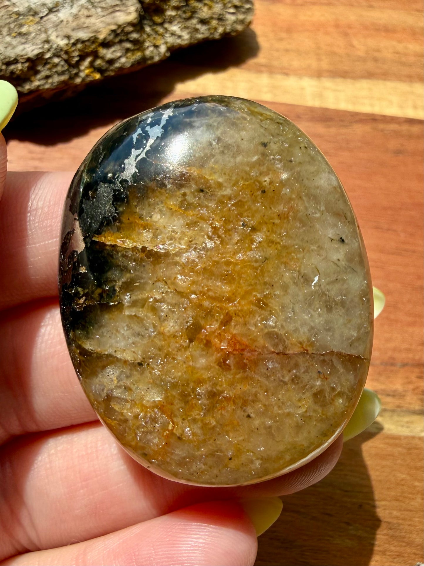 PYRITE + GOLDEN HEALER PALM STONE