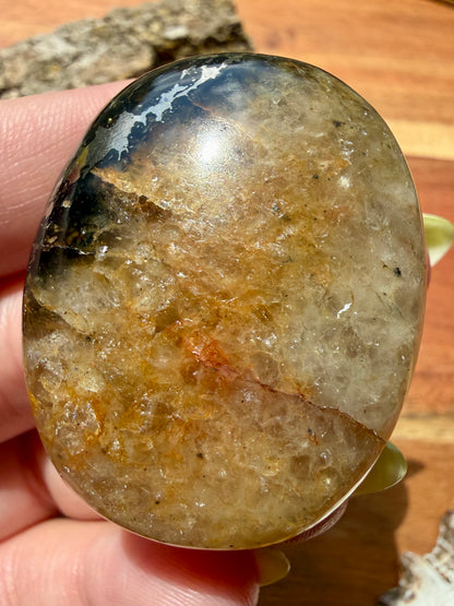 PYRITE + GOLDEN HEALER PALM STONE
