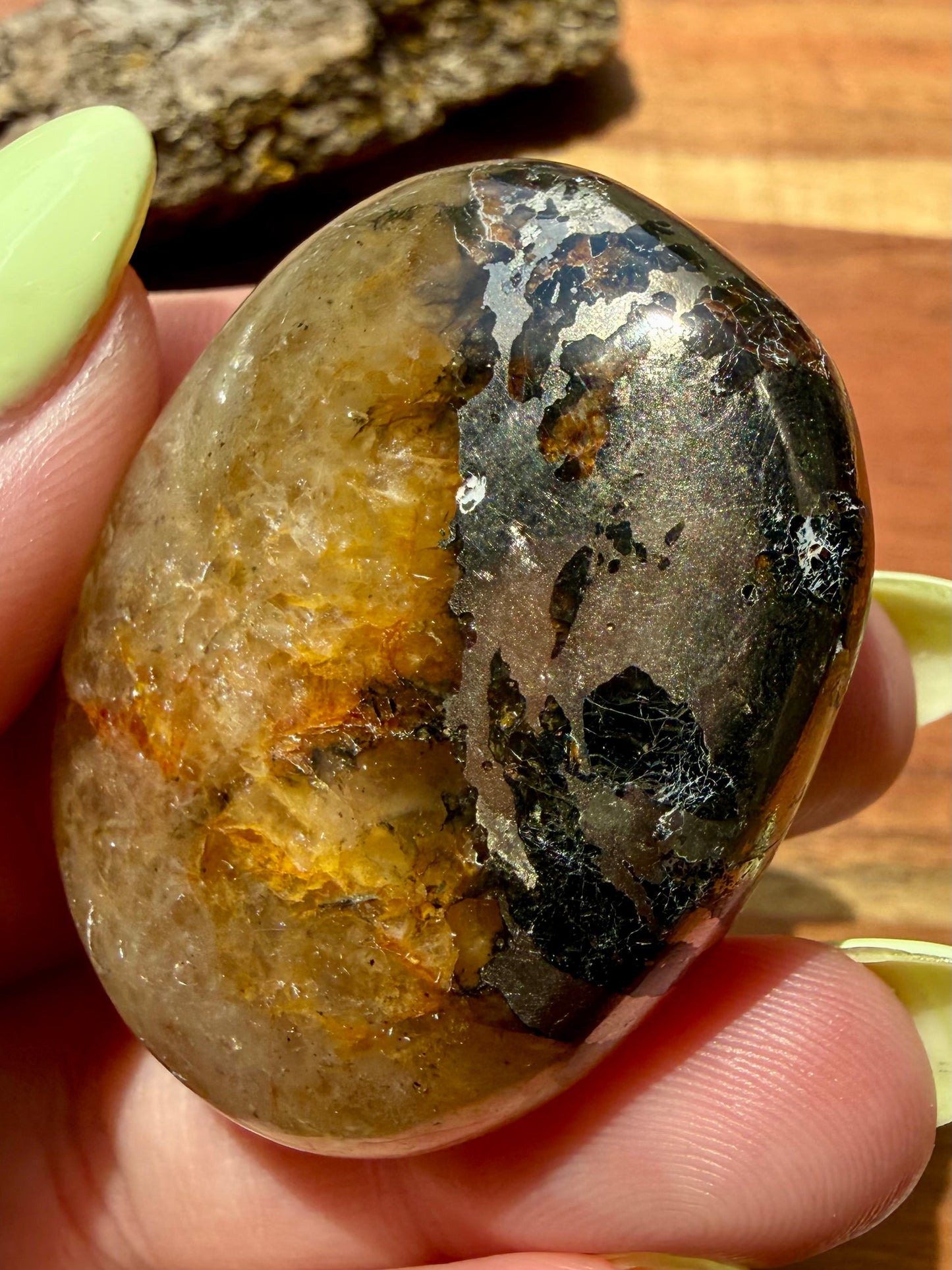 PYRITE + GOLDEN HEALER PALM STONE