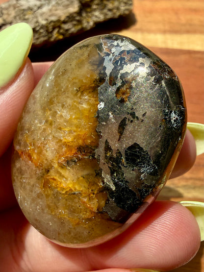 PYRITE + GOLDEN HEALER PALM STONE