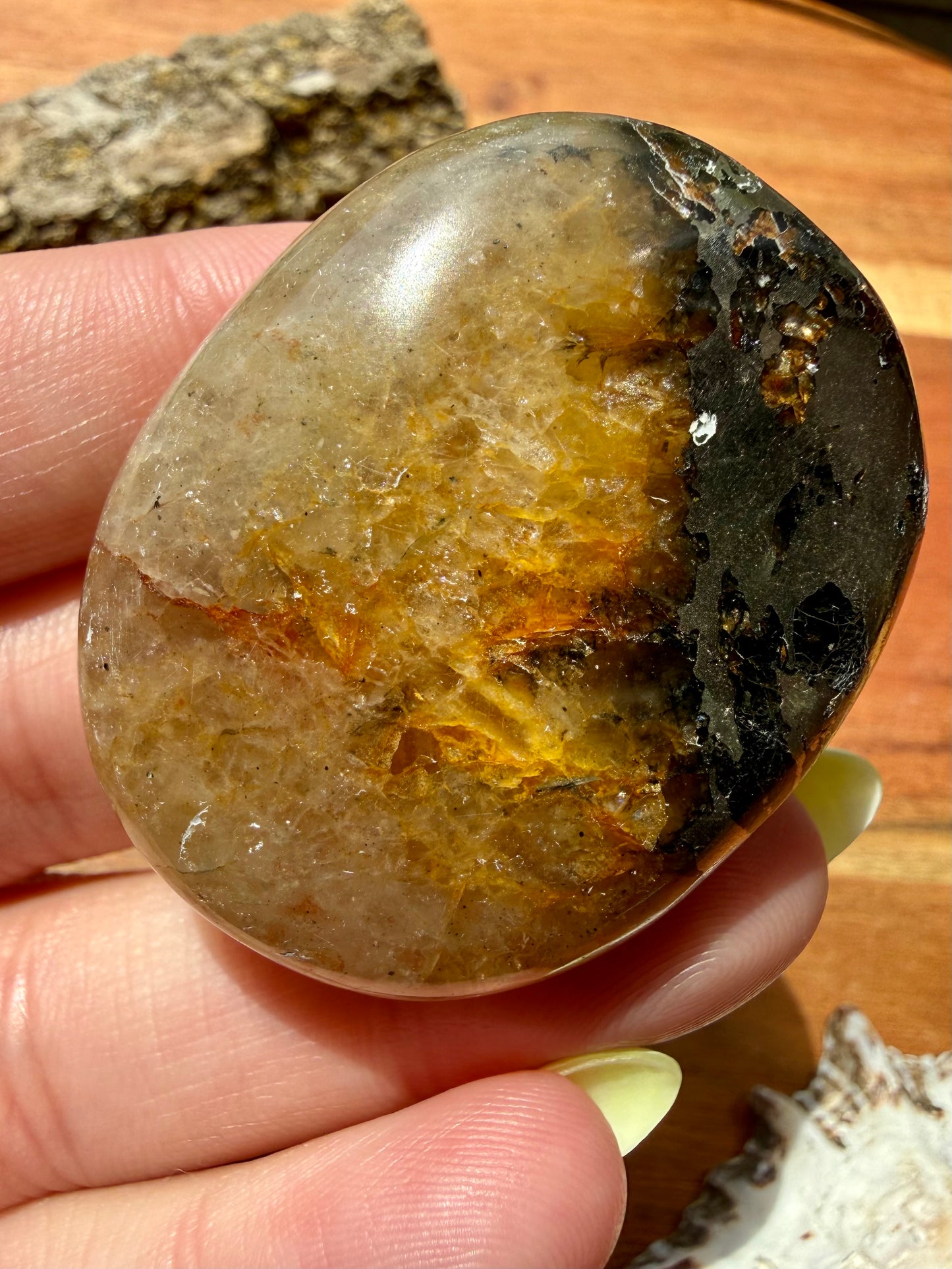 PYRITE + GOLDEN HEALER PALM STONE