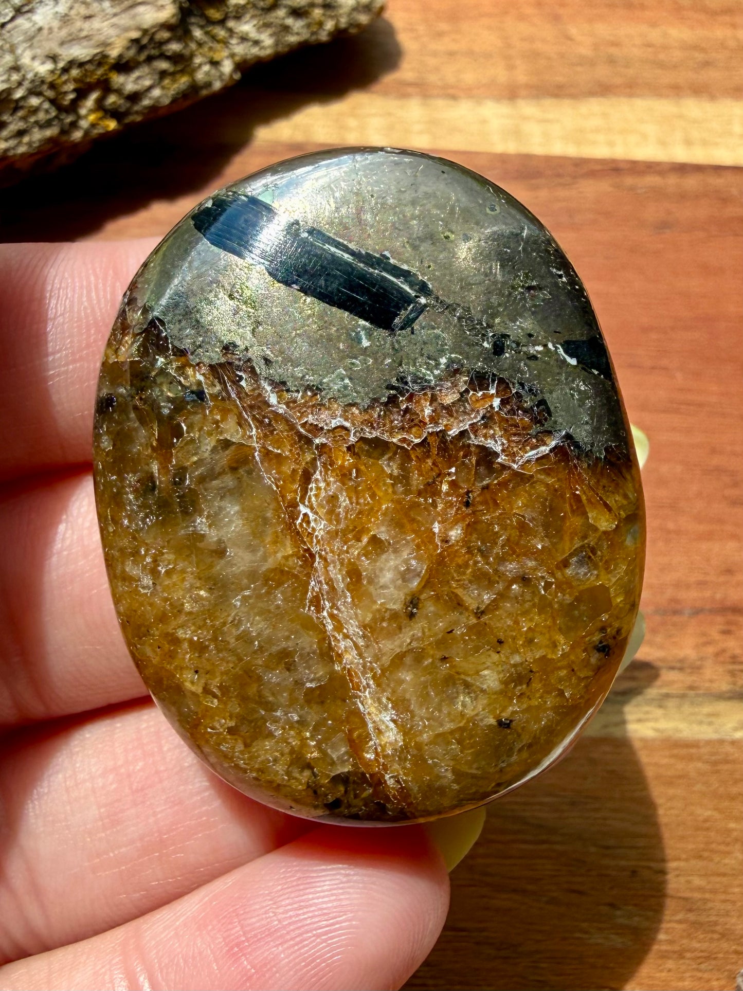 PYRITE + GOLDEN HEALER PALM STONE