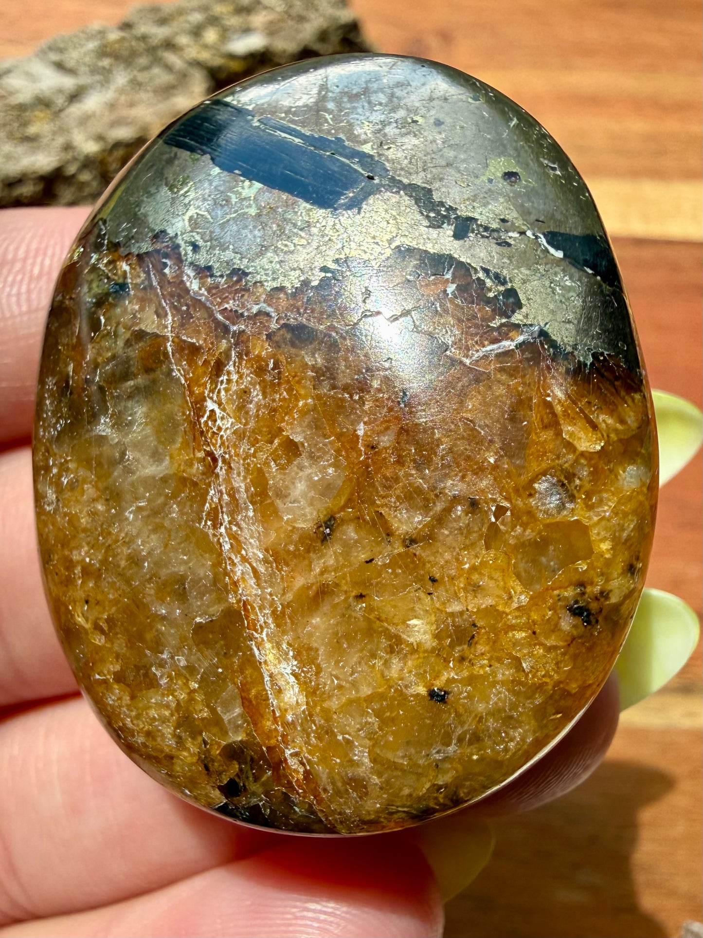 PYRITE + GOLDEN HEALER PALM STONE