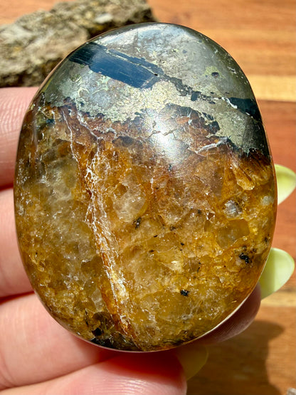 PYRITE + GOLDEN HEALER PALM STONE