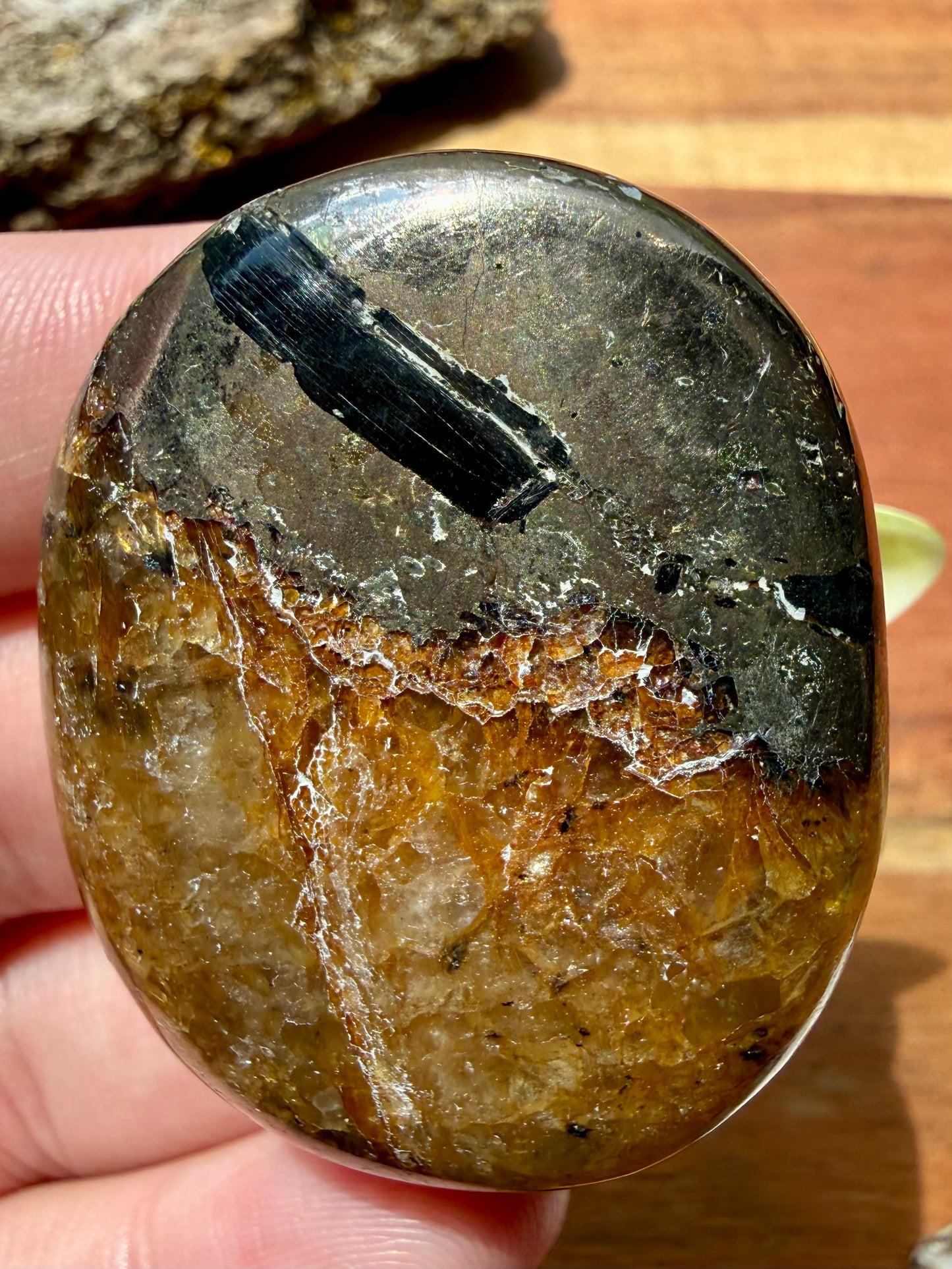 PYRITE + GOLDEN HEALER PALM STONE