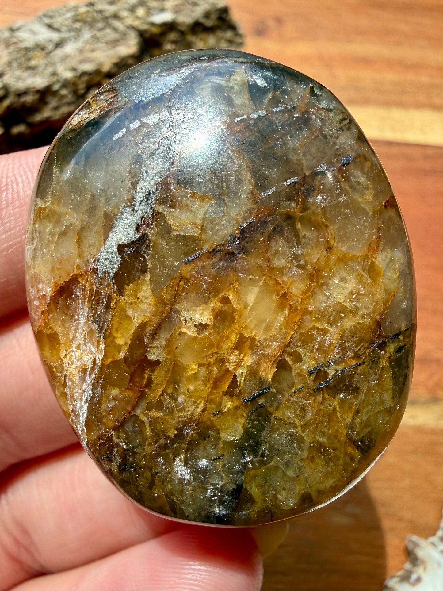 PYRITE + GOLDEN HEALER PALM STONE