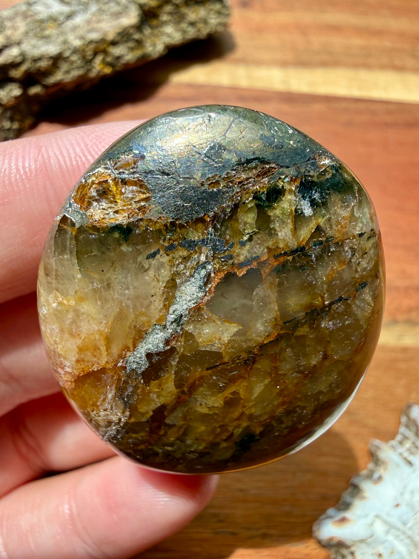 PYRITE + GOLDEN HEALER PALM STONE