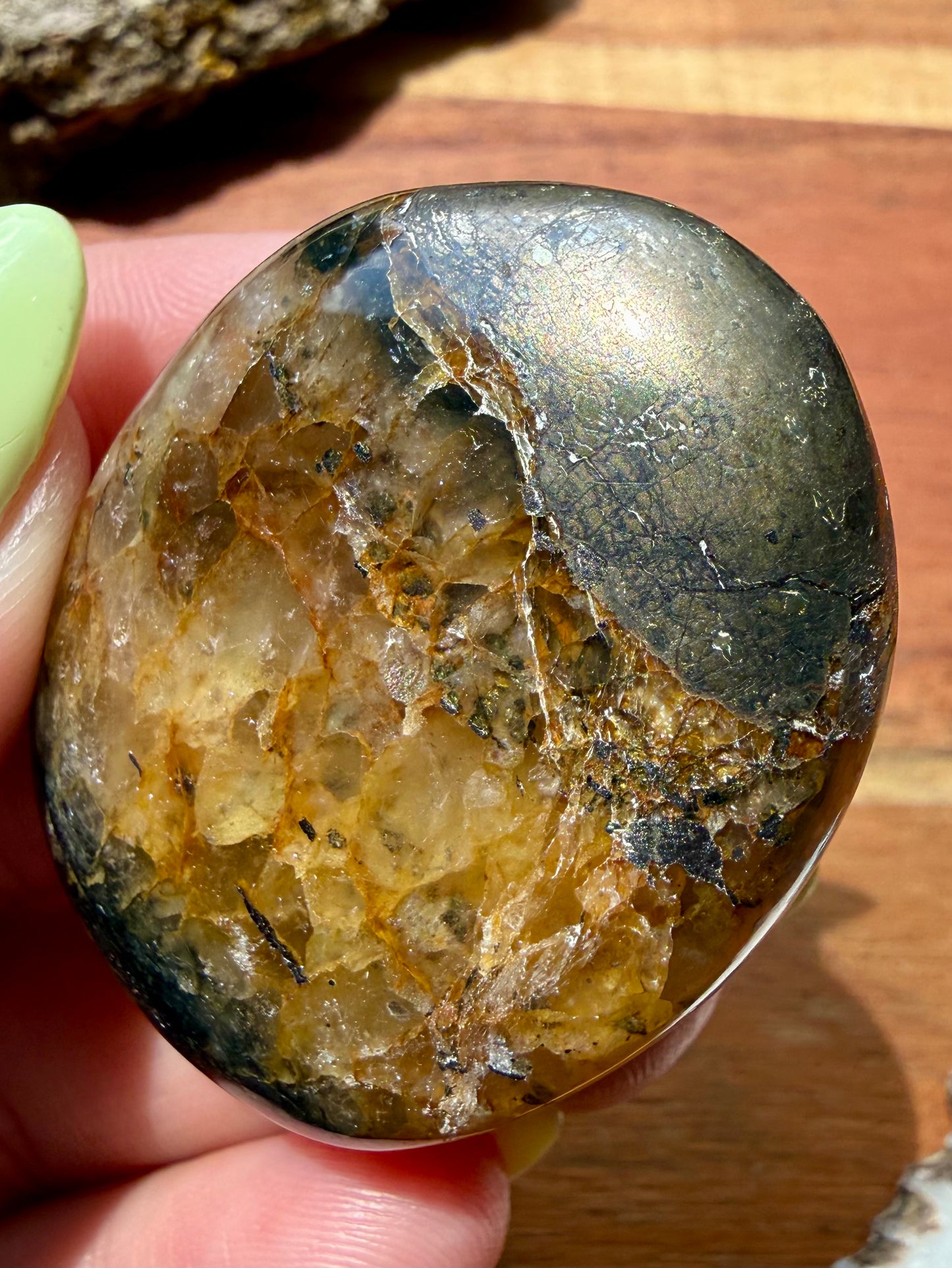 PYRITE + GOLDEN HEALER PALM STONE