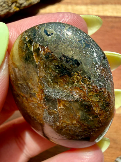 PYRITE + GOLDEN HEALER PALM STONE