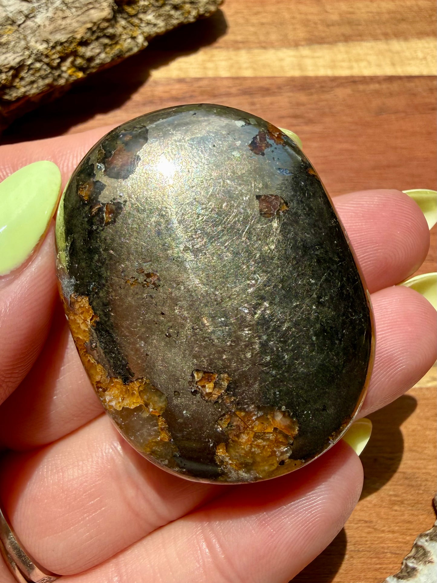 PYRITE + GOLDEN HEALER PALM STONE