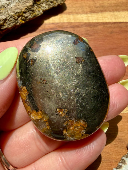 PYRITE + GOLDEN HEALER PALM STONE